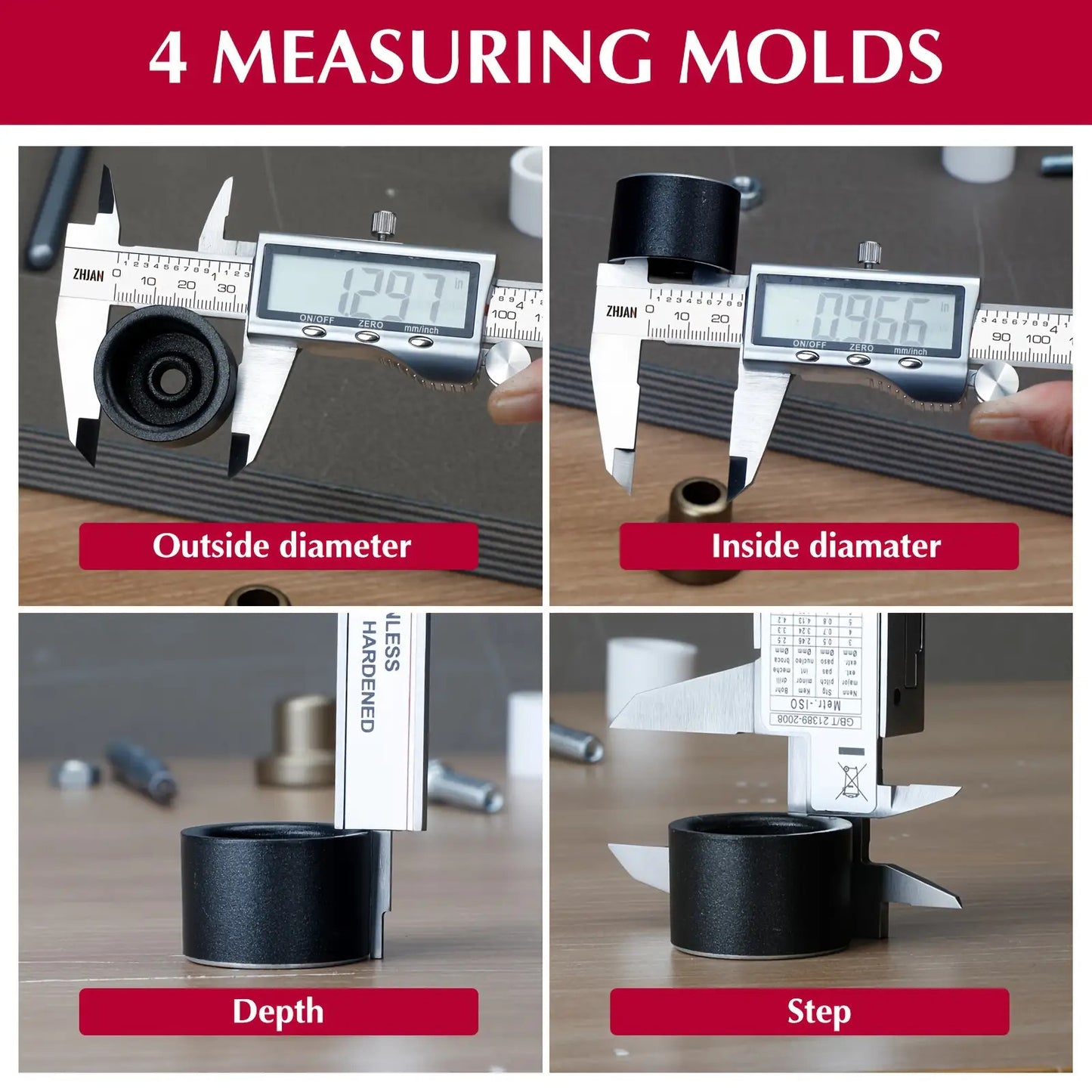 Digital caliper, stainless steel caliper measuring tool