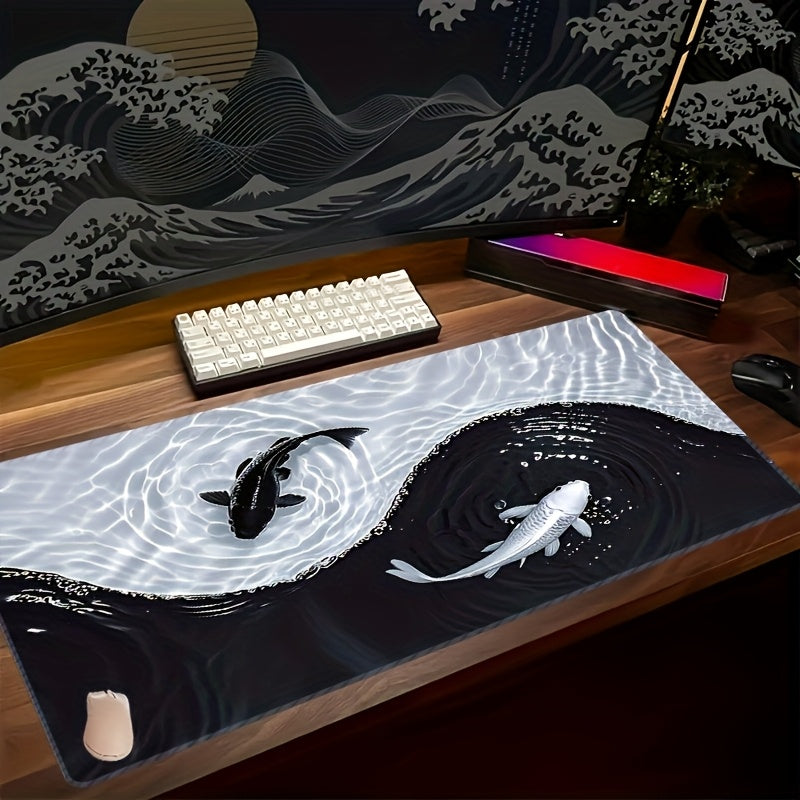 Stylish Black & White Waterproof Gaming Mouse Pad