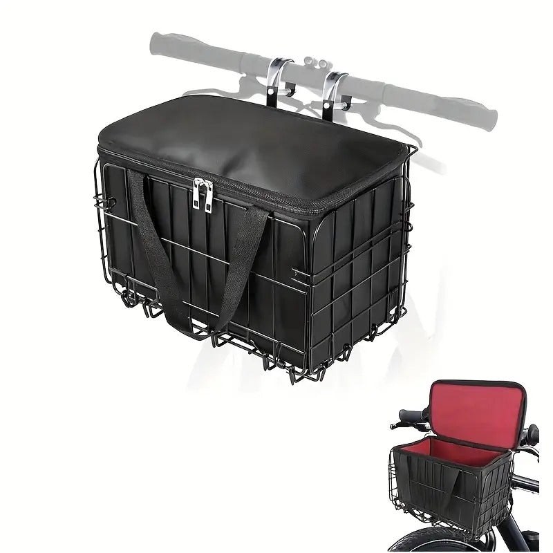 Foldable Bicycle Front Basket with Black Padded Liner