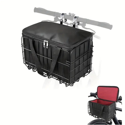 Foldable Bicycle Front Basket with Black Padded Liner