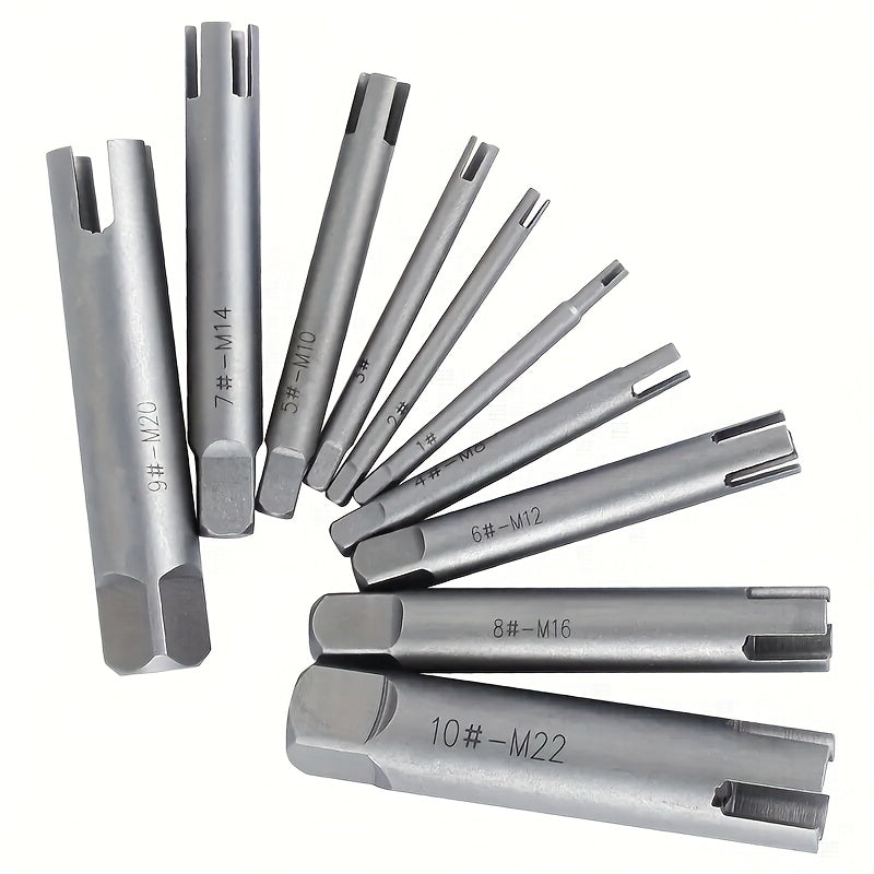 10pcs High-Speed Steel Tap Extractor and Thread Removal Tool Set