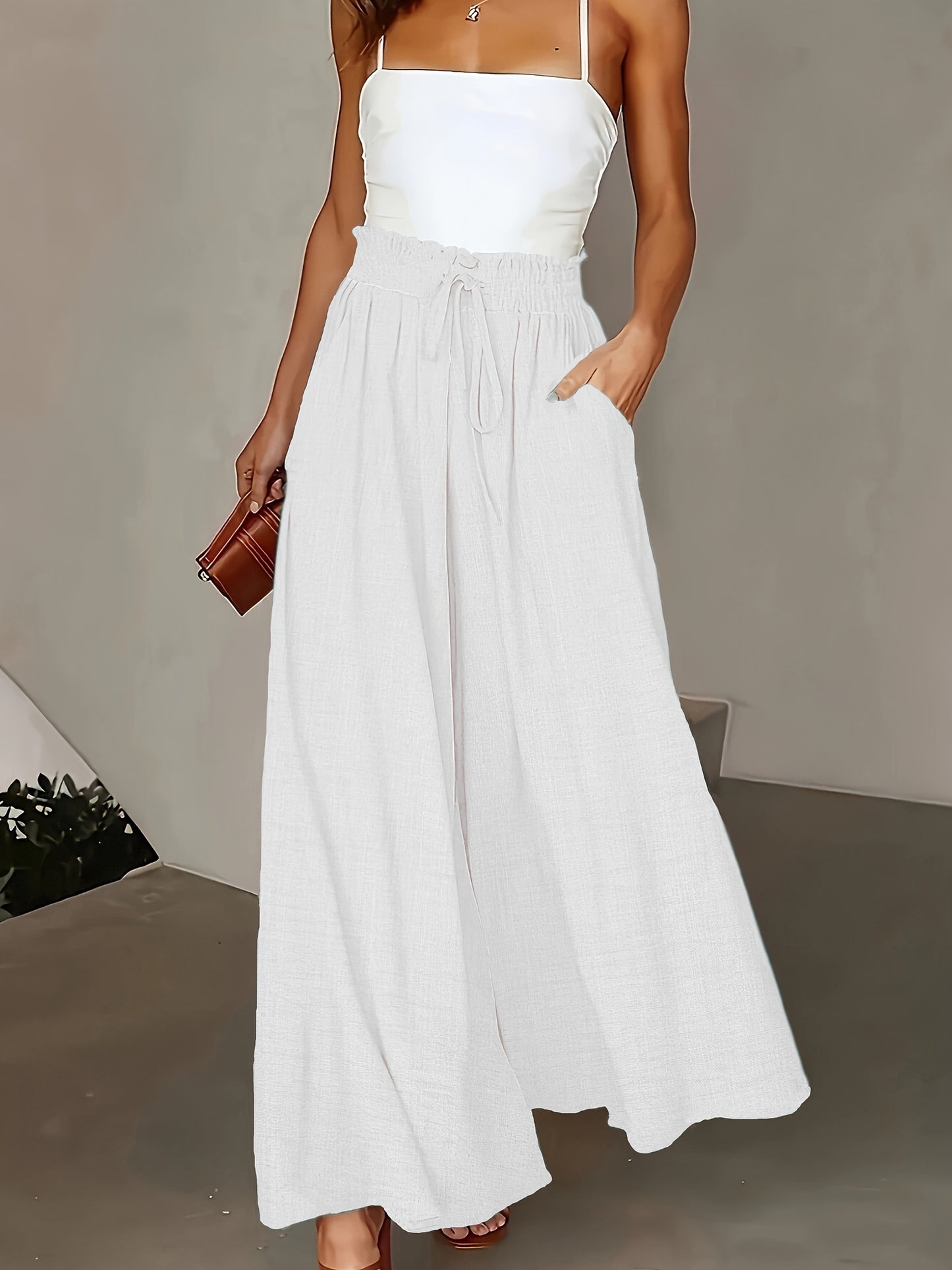 Women'S Elegant High-Waist Wide Leg Pants