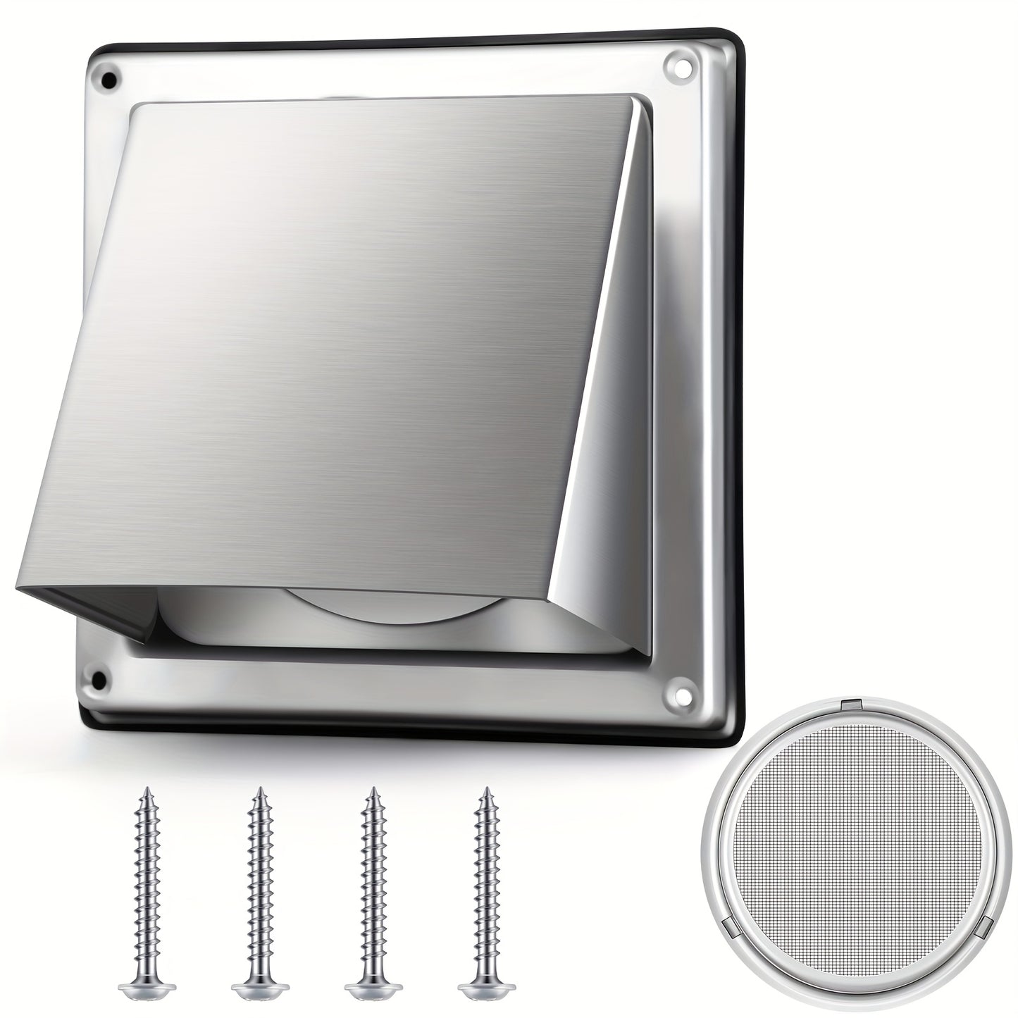 4" Outdoor Dryer Vent Cover with Stainless Steel Screen Silver Guard