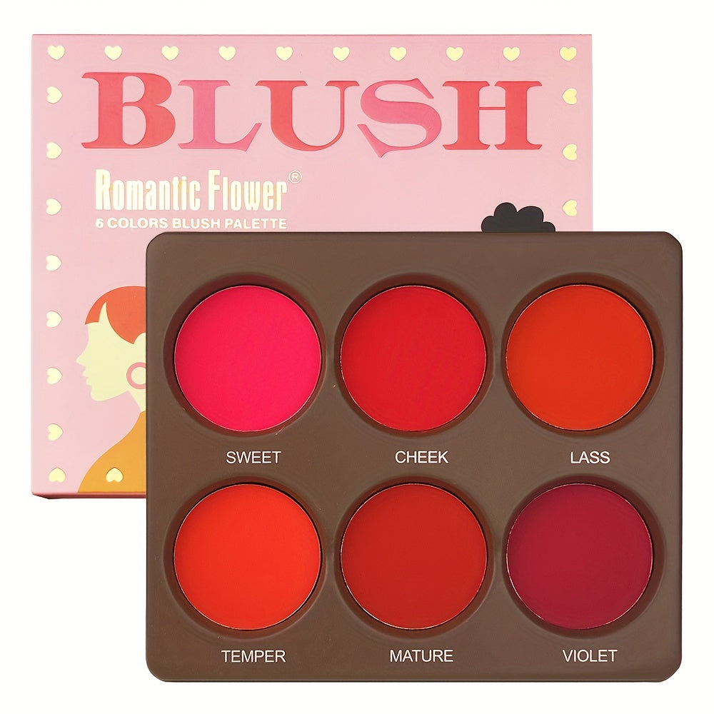 Waterproof 6 Color Berry Orange Pink Matte Powder Blush Palette
