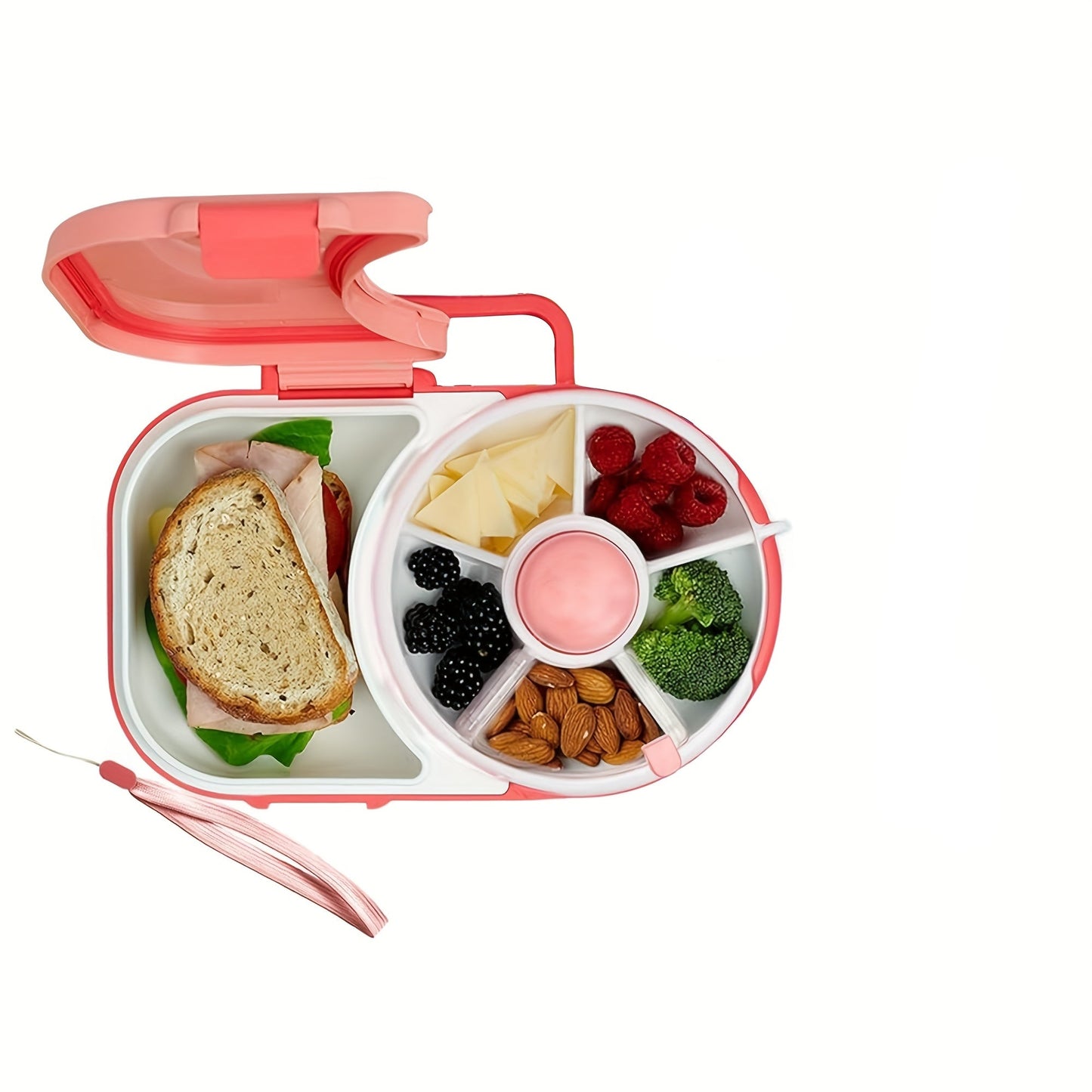 1pc Portable Tote Bag Rotating Lunch Box