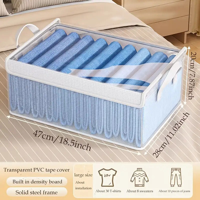 Set of 4 Large Transparent PVC Storage Boxes with Lids