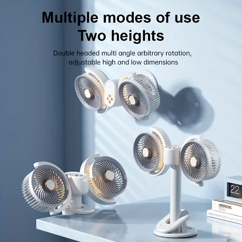 Rechargeable Night Light Double-Head Fan