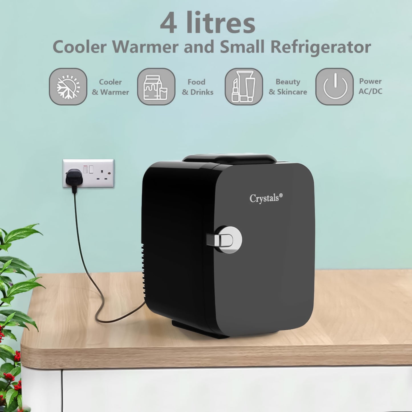 Mini Fridge, 4 Litre Table Top Small Fridge Cooler & Warmer