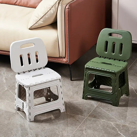 Durable Portable Foldable Plastic Stool with Backrest