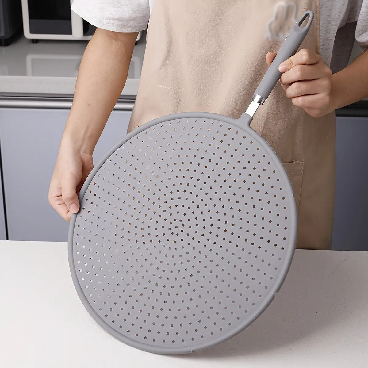 1pc Gray Silicone Oil-Resistant Splatter Guard