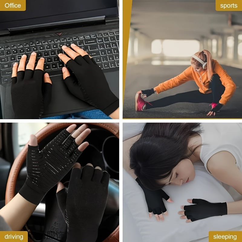 1 Pair Copper Fiber Compression Gloves