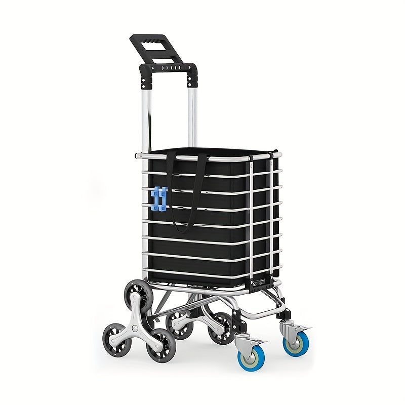1pc Foldable 8-wheel Shopping Cart
