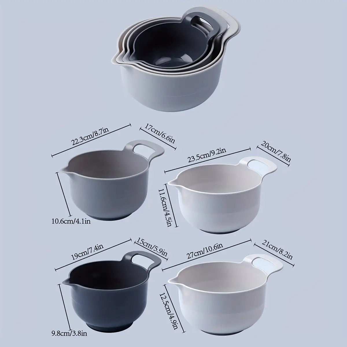 4pcs Thickened and Deepened Baking Mixing Bowl