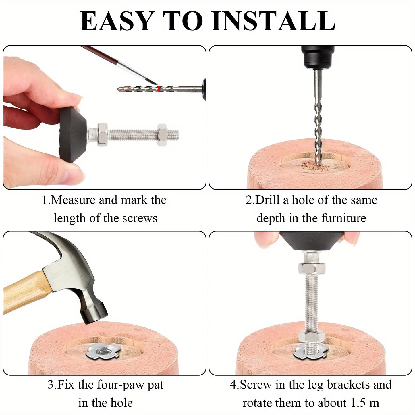 8PCS M8 x 50mm Adjustable Leveling Feet