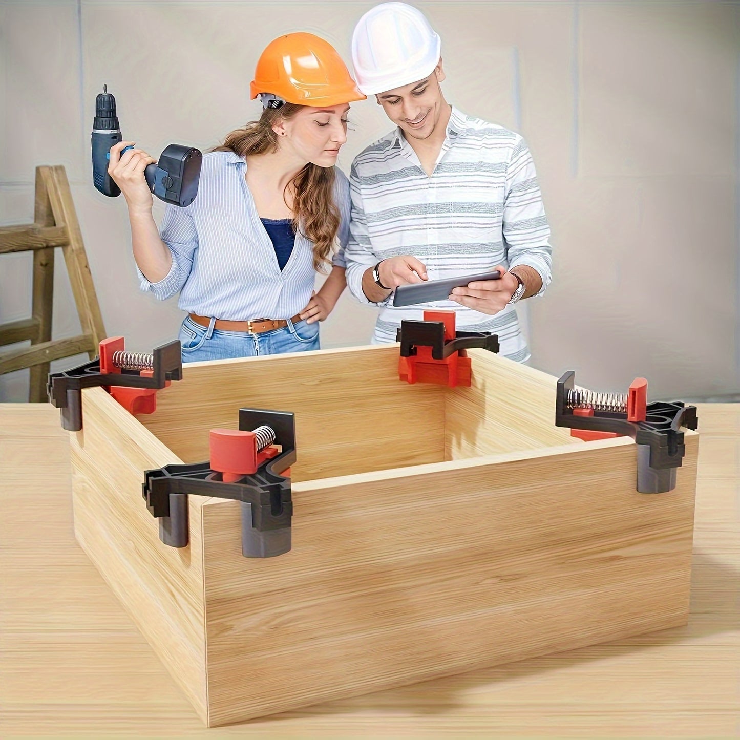 4pcs Adjustable 90-Degree Angle Clamps -  Reusable Woodworking Tools