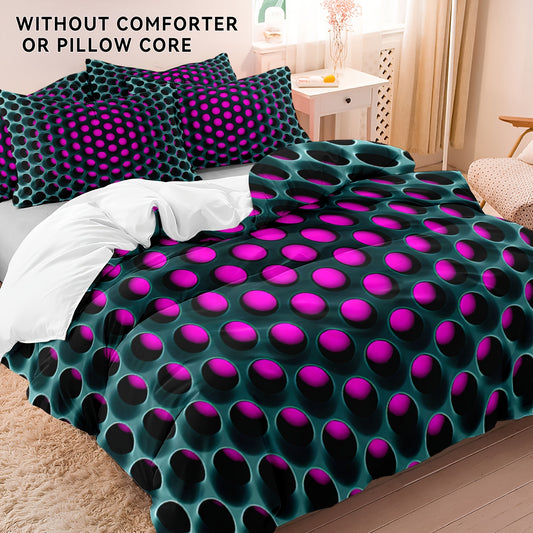 3pcs Y2K Geometric 3D Honeycomb Pattern Duvet Cover Set