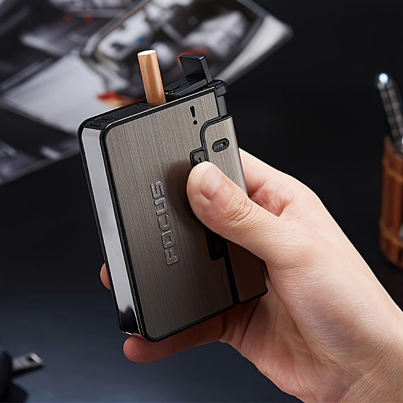Portable Cigarette Case  with Built-in Lighter Compartment