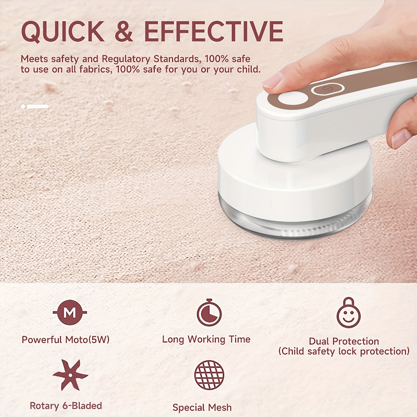 Portable Rechargeable Lint Eraser with Cleaning Brush