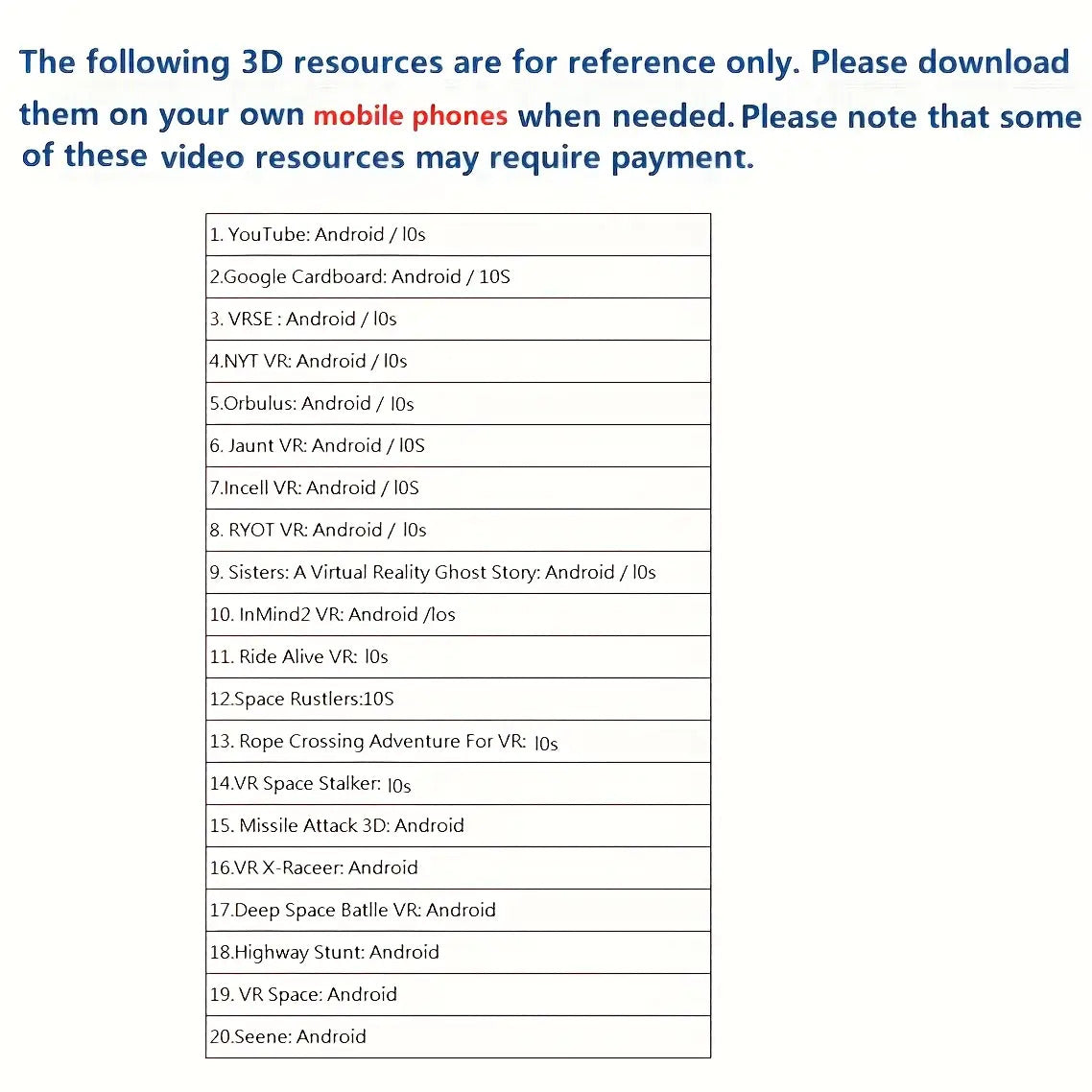 1pc 3D VR Headset Smart Virtual Reality Glasses