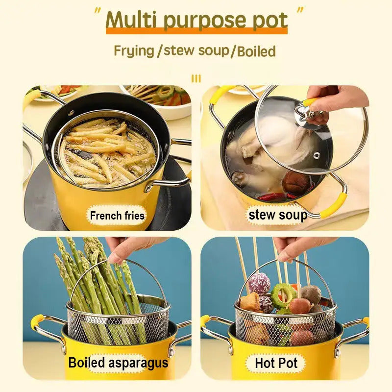 Small Household Fine Iron Uncoated Tempura Frying Pot